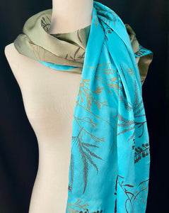 Turquoise and Pewter Botanical and Butterfly