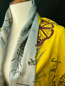 Chartreuse and Pewter Botanical Butterfly