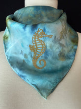 Seahorse on Turquoise and Bronze 23"x23"