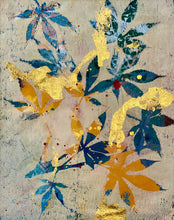 Gray Blue Japanese Maple Leaves on Parchment