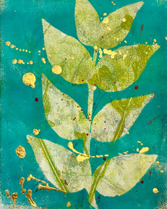 Green Sprig on Turquoise