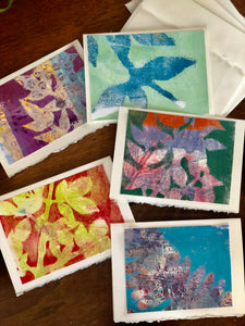 Impressionist Hand Printed Notecard Set (5 cards)