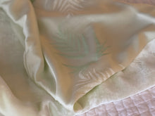 Soft Celadon Velvet with Cream and Green Ferns