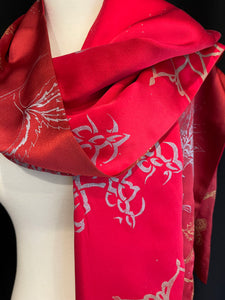 Two-toned Red Wrap with Ornamental Print